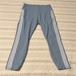 Fabletics Light Blue Women’s 3/4 Leggings with White Side Stripe